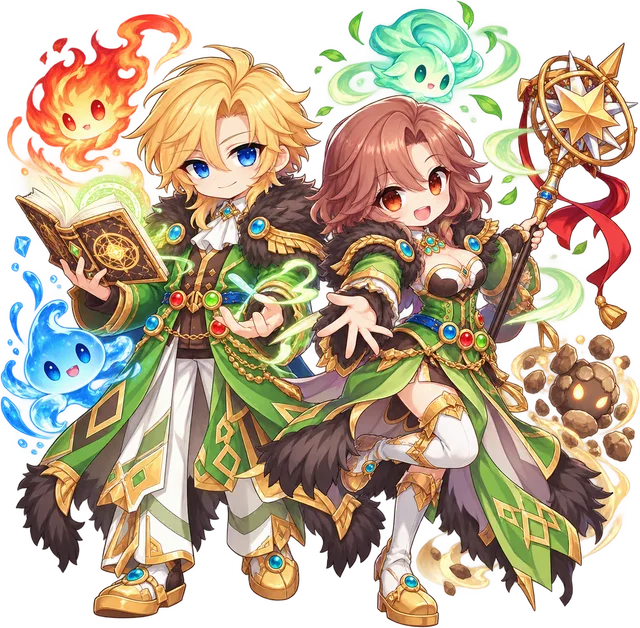 Elemental Master chibi pair